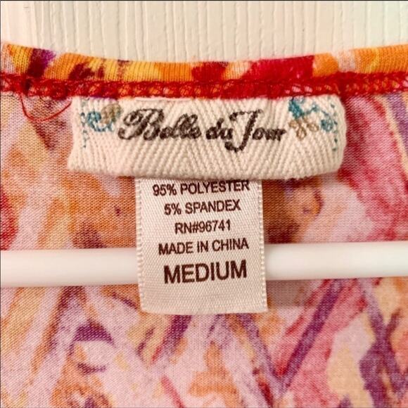 BELLE DU JOUR Citrus Orange White Chevron Tank Size Medium - Picture 8 of 8